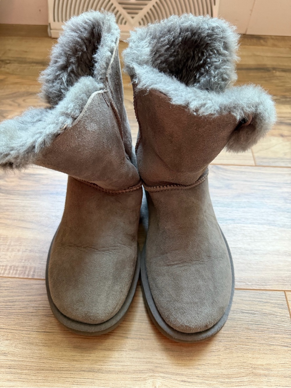 UGG Women's Short Shearling-Lined Suede Boots in Gray